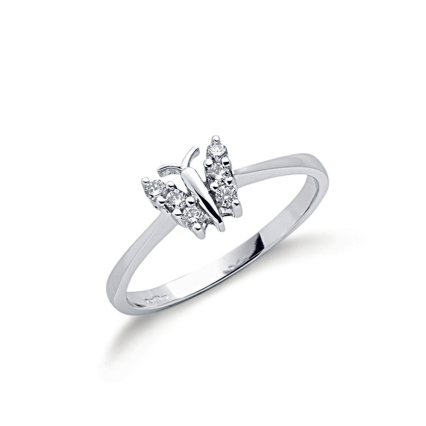 9ct White Gold 0.15ct Diamond Butterfly Ring