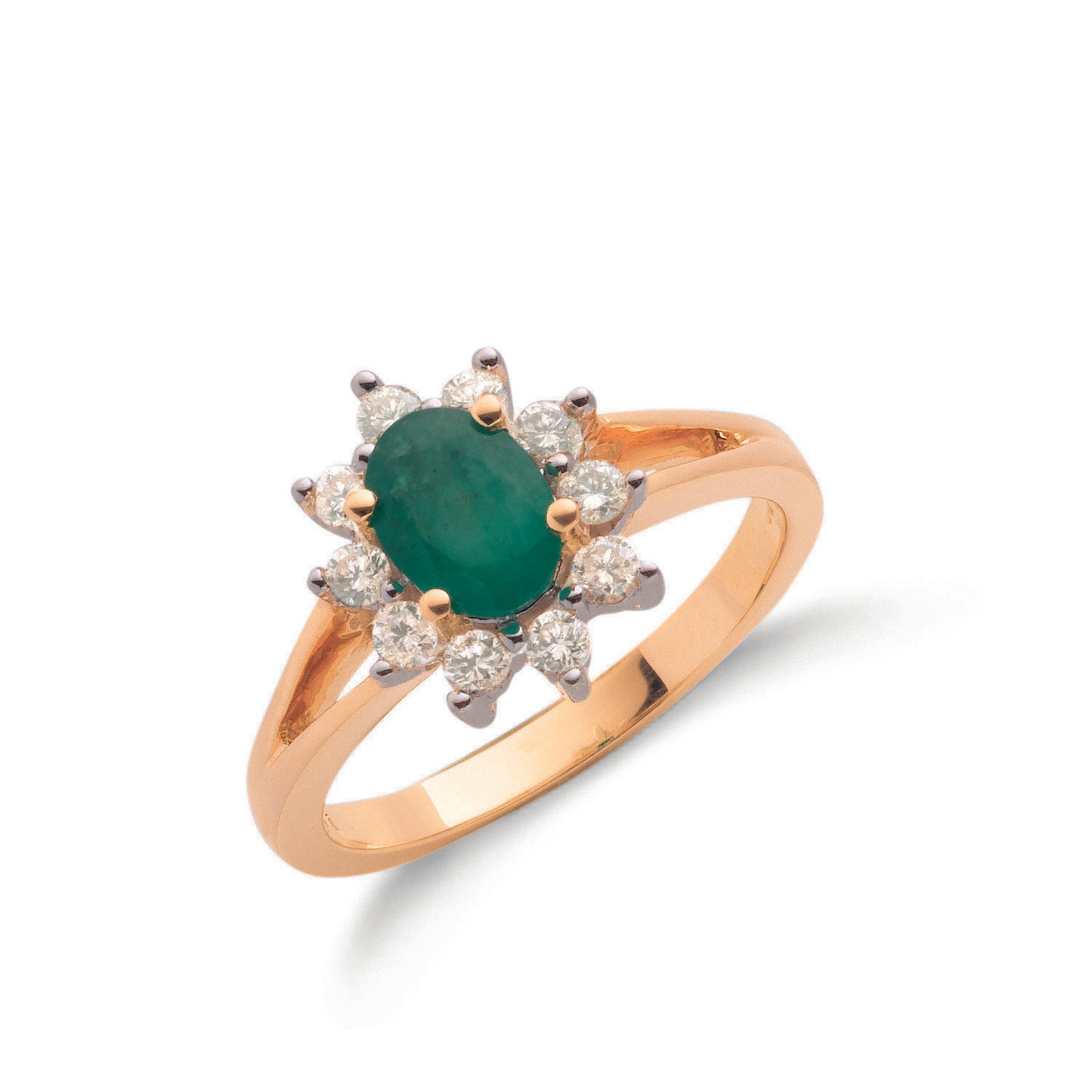 9ct Gold 0.36ct Diamond & 0.79ct Emerald Cluster Ring