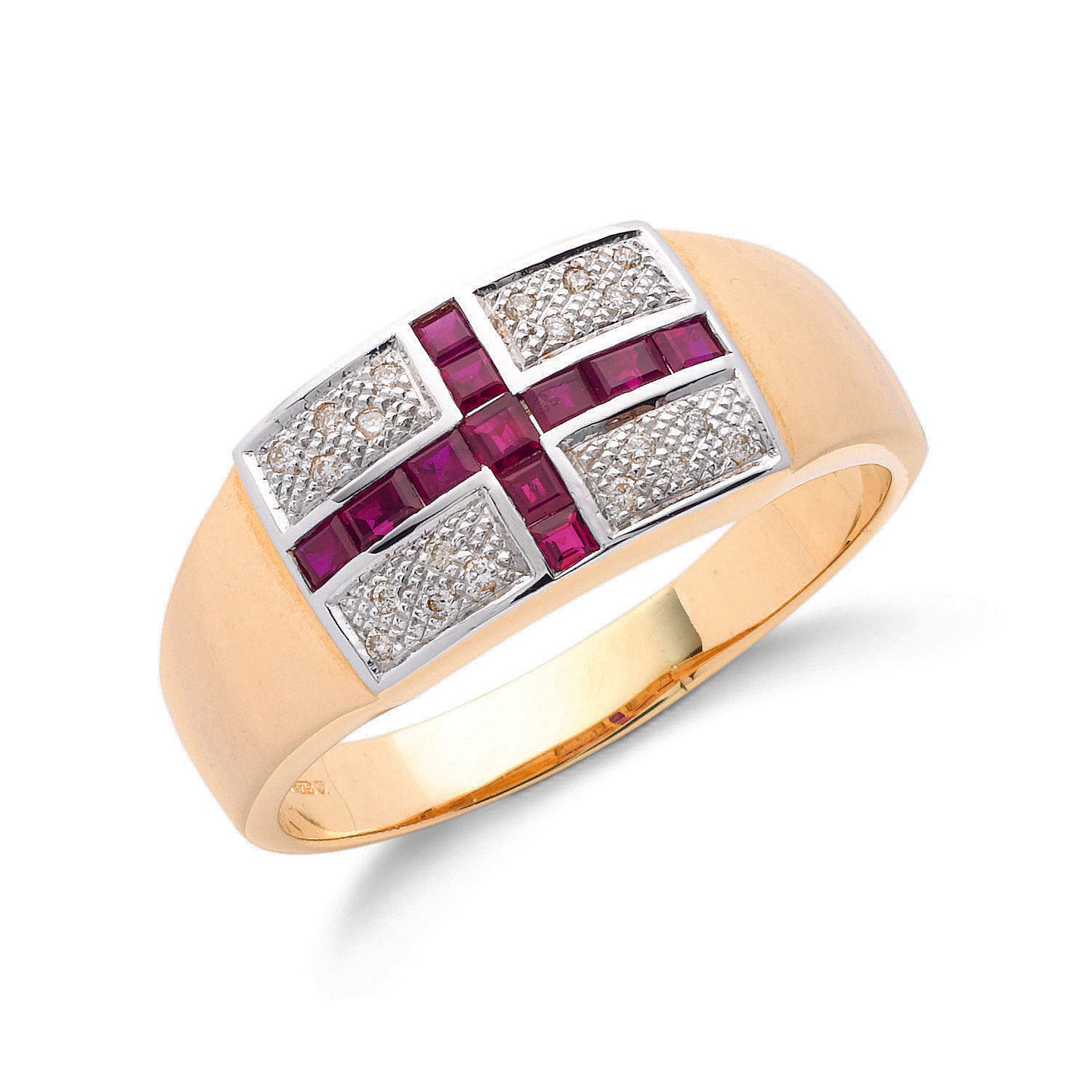 9ct Gold 0.1ct Diamond & 0.70 ct Ruby Saint George Ring