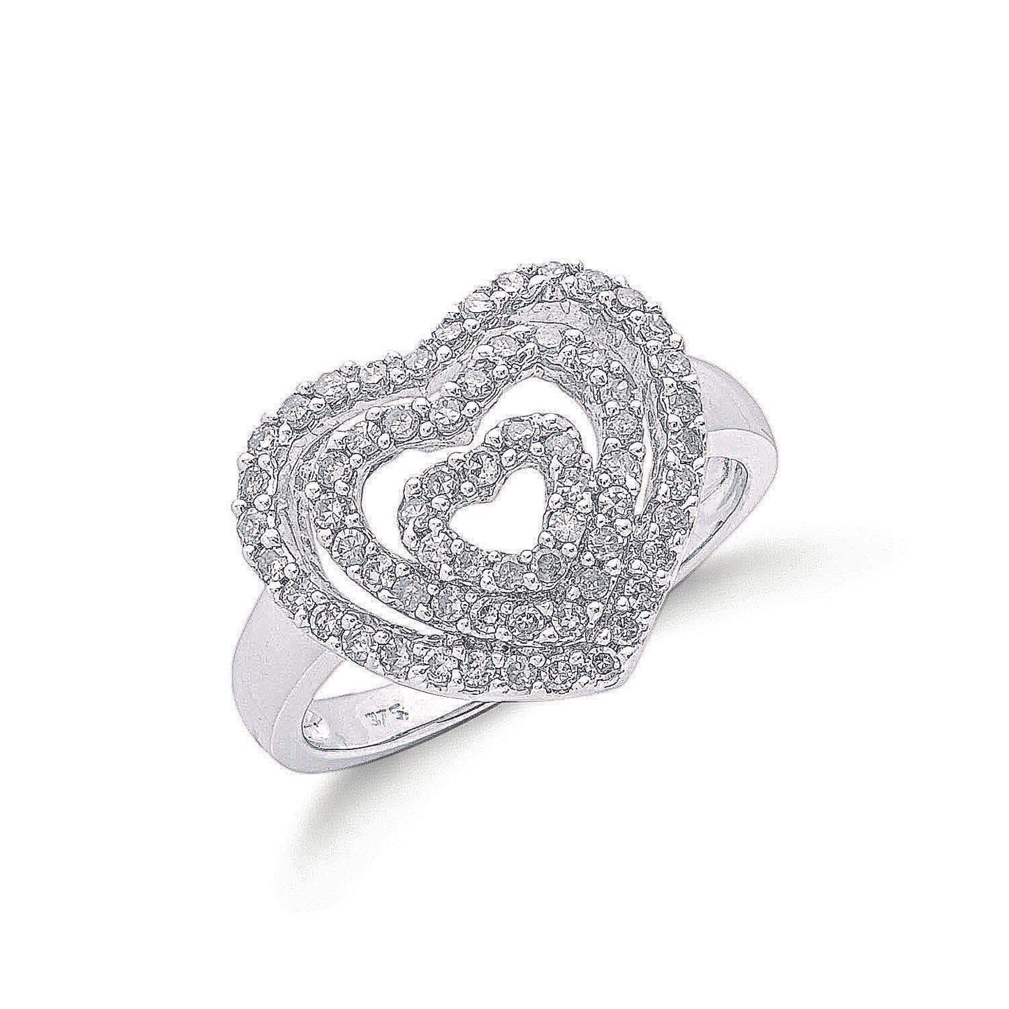 9ct White Gold 0.52ct Diamond Heart Ring