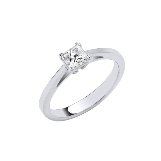 Platinum 0.50ct G/H-Si Princess Cut Diamond Engagement Ring