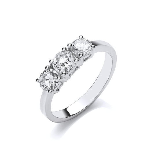 18ct White Gold 1.00ct Diamond Trilogy Ring