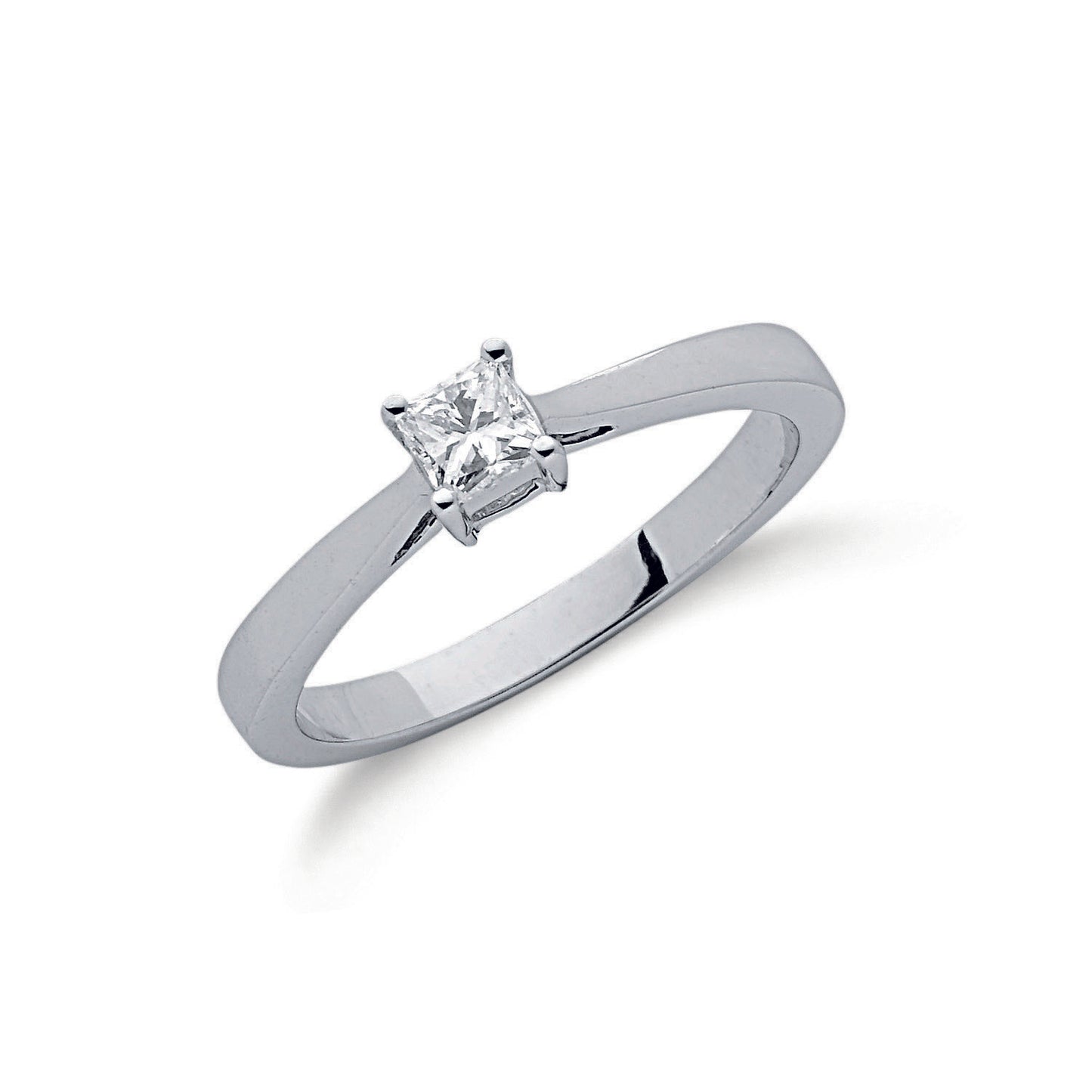 9ct White Gold 0.25ct Princess Cut Diamond Engagement Ring