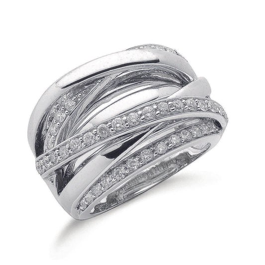 9ct White Gold 1.00ct Diamond Crossover Ring