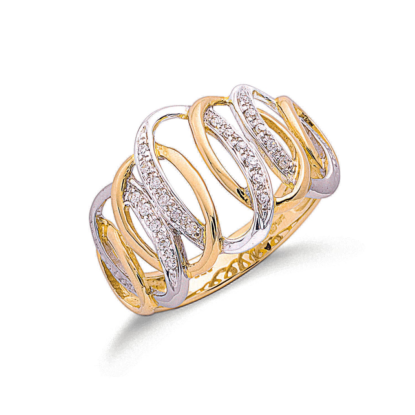 9ct Two Colour Gold 0.10ct White Diamond Ring