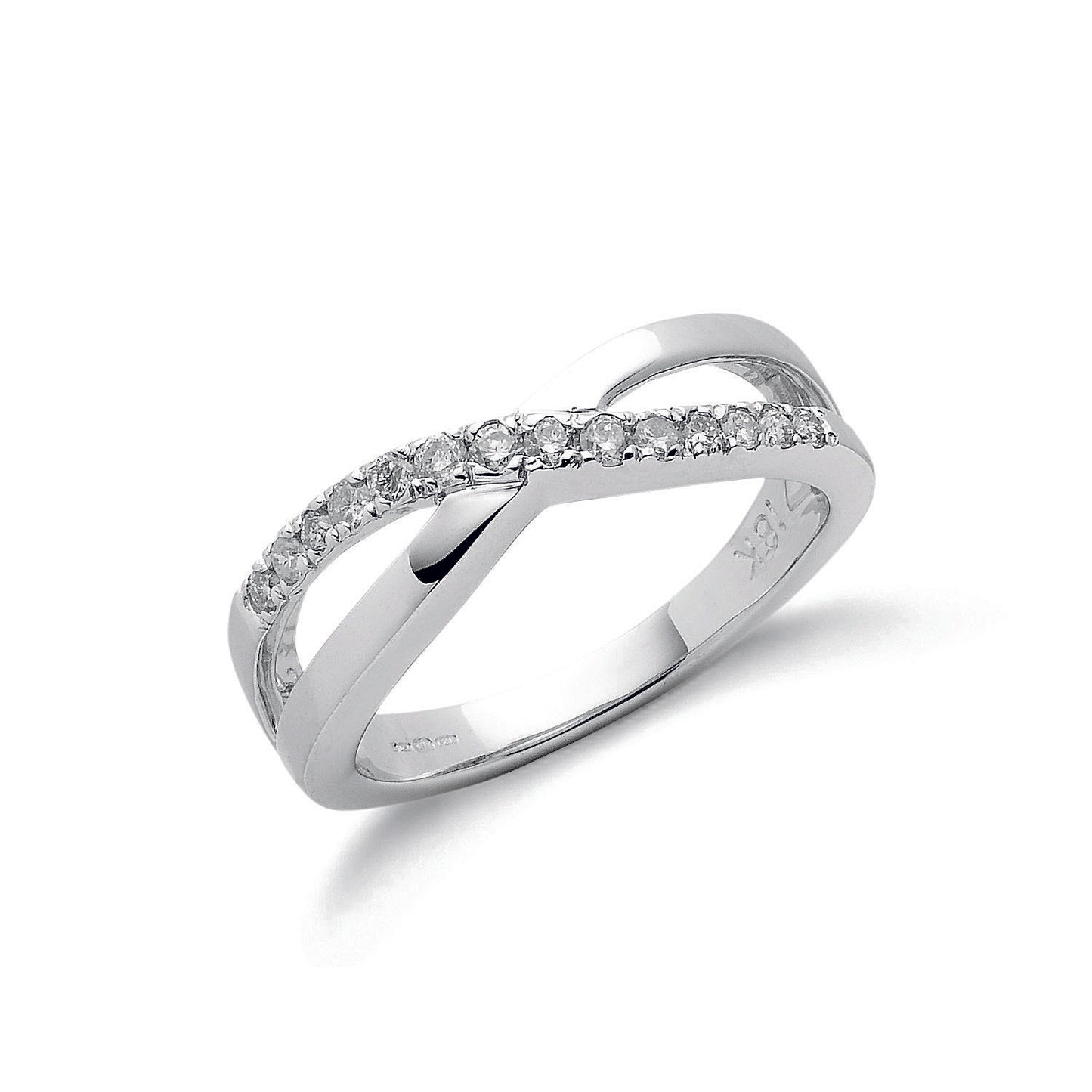 18ct White Gold 0.20ct Crossover Diamond Ring