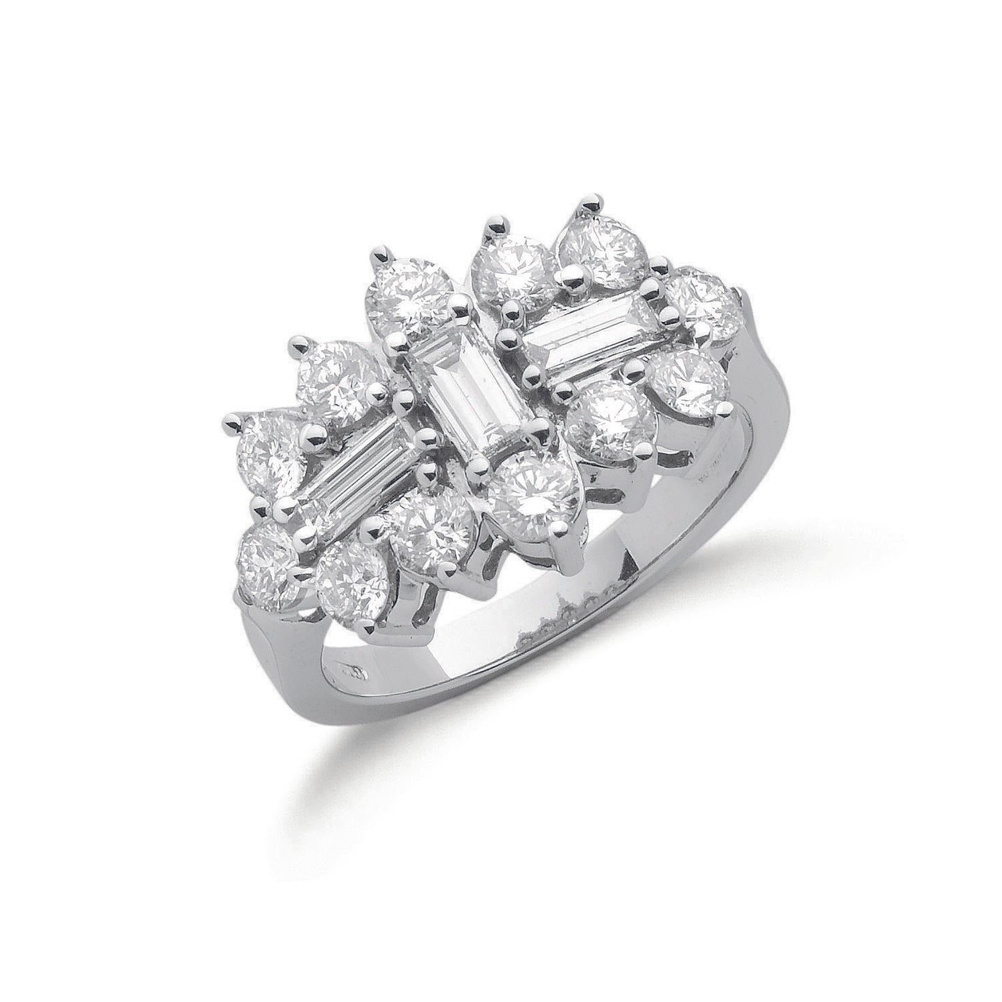 18ct White Gold D.2.00ct White Diamond Boat/Cluster Ring