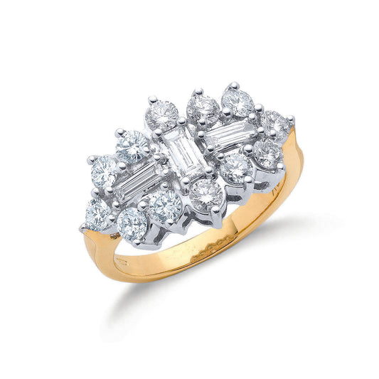 18ct Gold 2.00ct White Diamond Boat/Cluster Ring