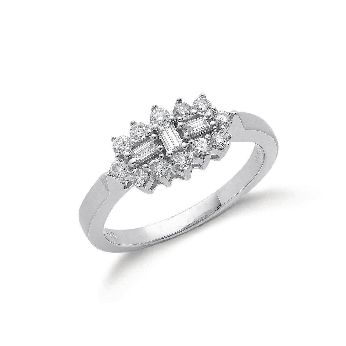 18ct White Gold D.0.50ct White Diamond Boat/Cluster Ring