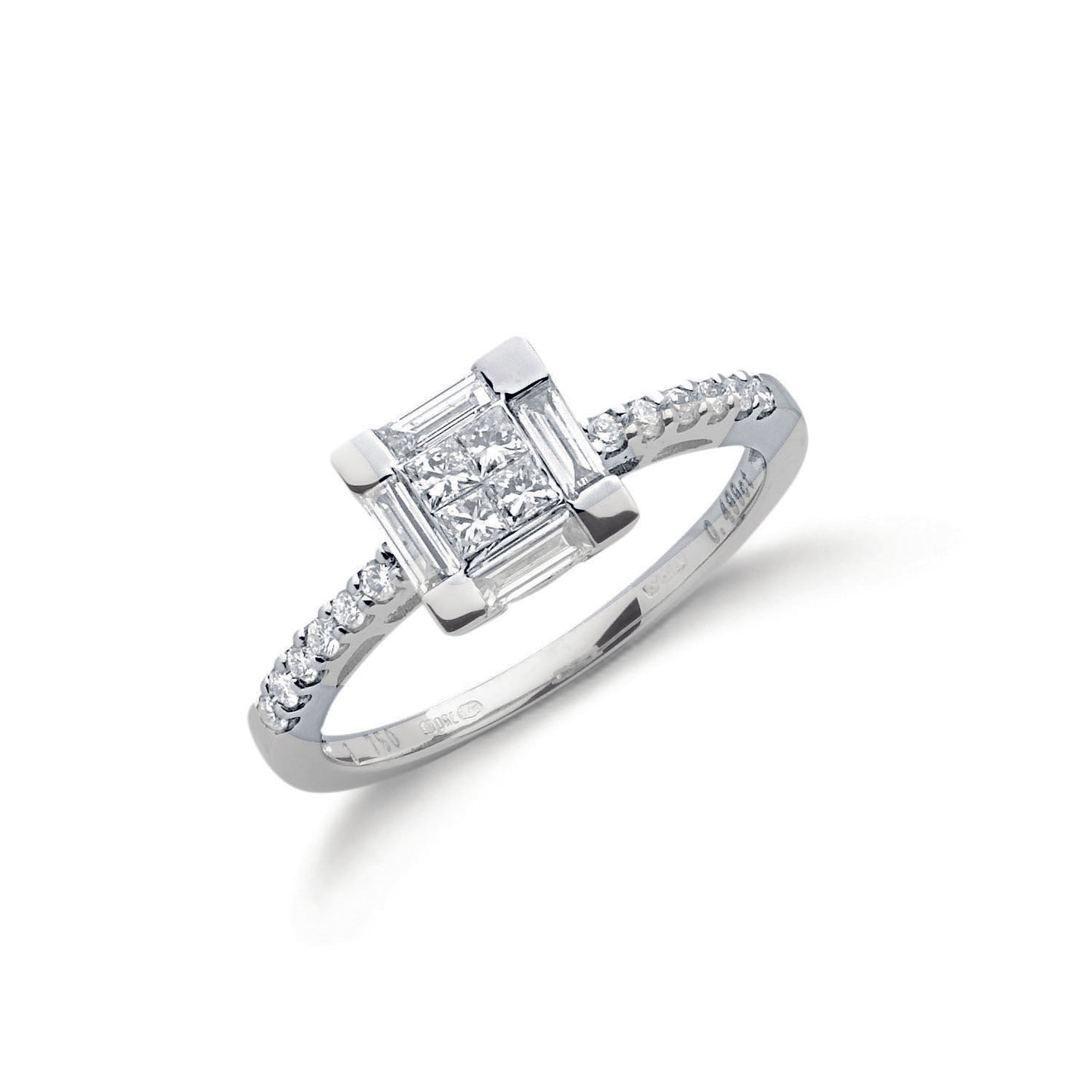 18ct White Gold 0.50ct Princess Cut Centre Diamond Ring