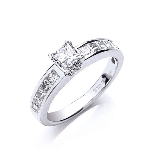 18ct White Gold 1.00ct Princess Cut Diamond Ring