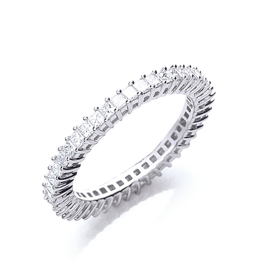 18ct White Gold 1.00ct Priness Cut Full Eternity Ring