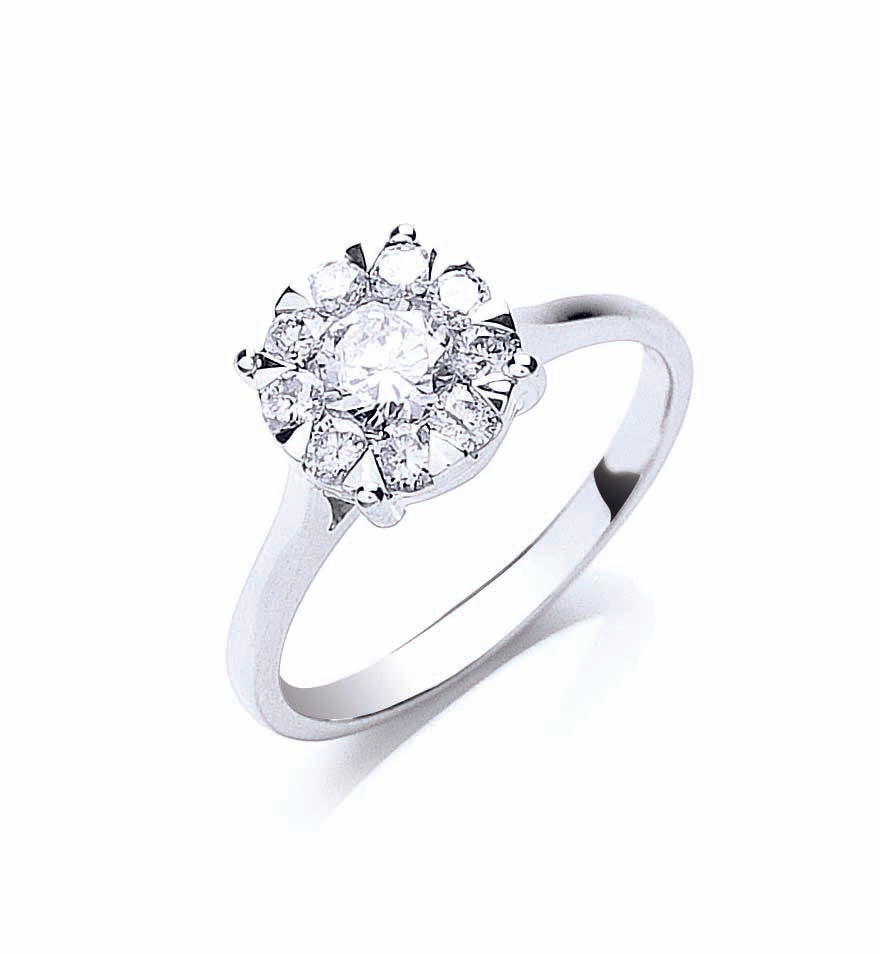 18ct White Gold 0.75ct Illusion Set Diamond Ring