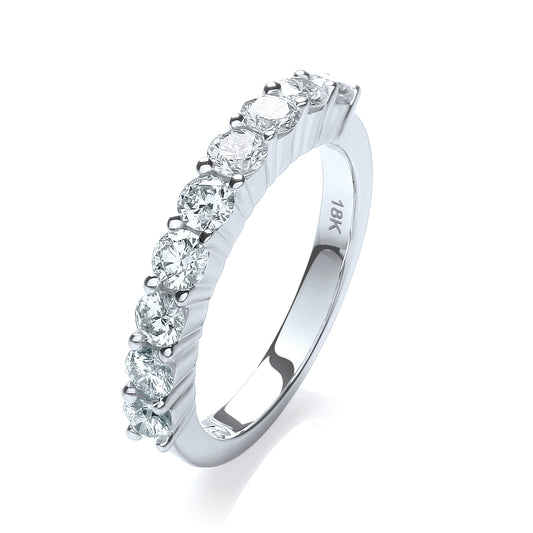 18ct White Gold 1.00ct White Diamond Half Eternity Ring