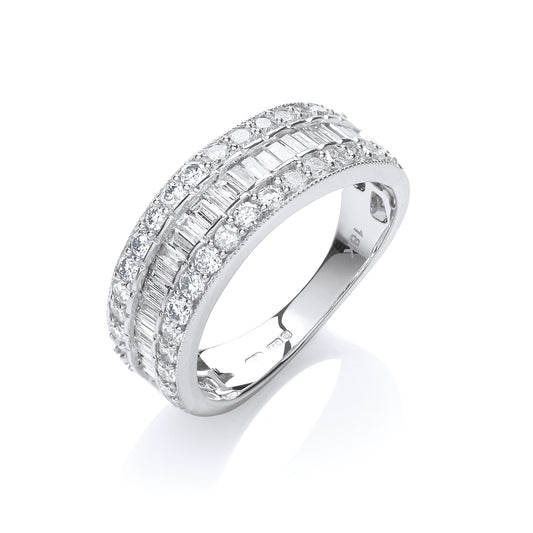 18ct White Gold D.1.00ct White Diamond Half Eternity Ring