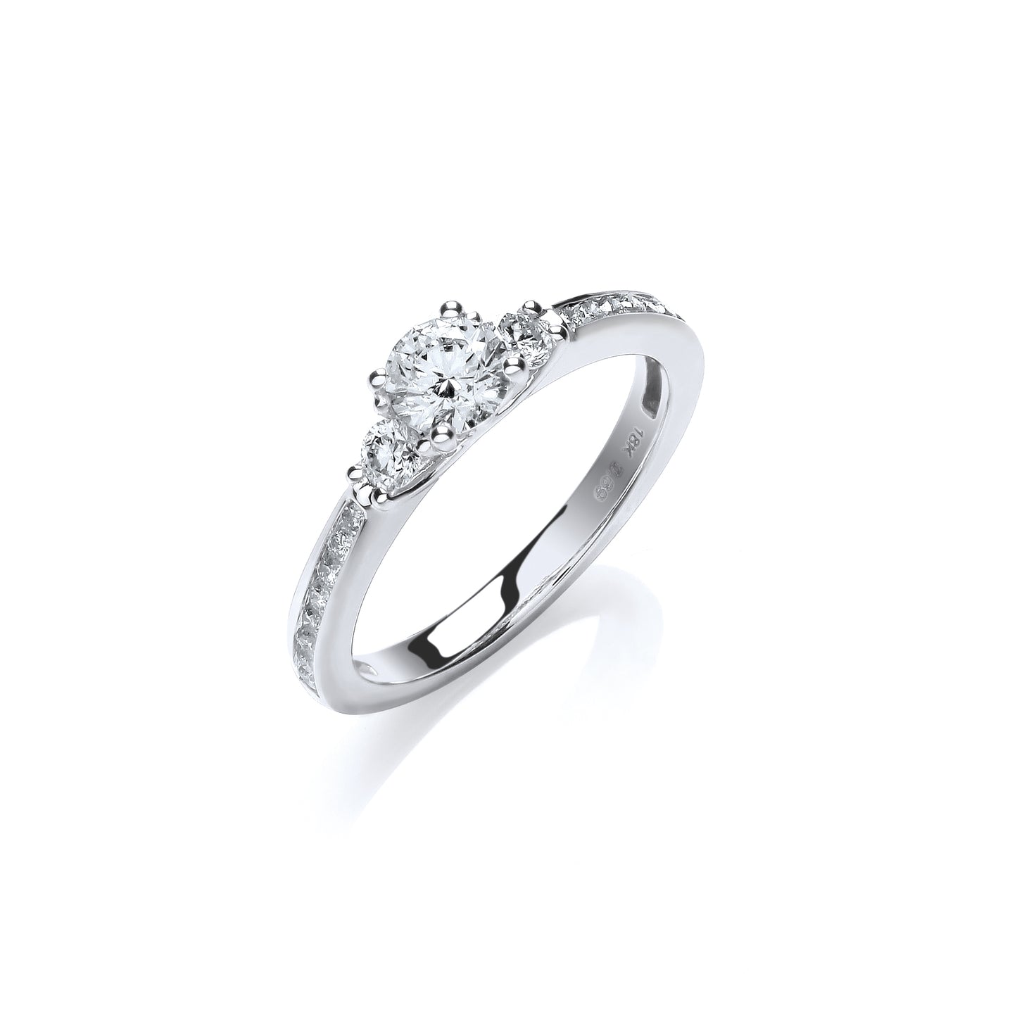 18ct White Gold 0.70ct Fancy Trilogy Ring