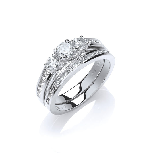 18ct White Gold 1.20ct Trilogy Bridal Set