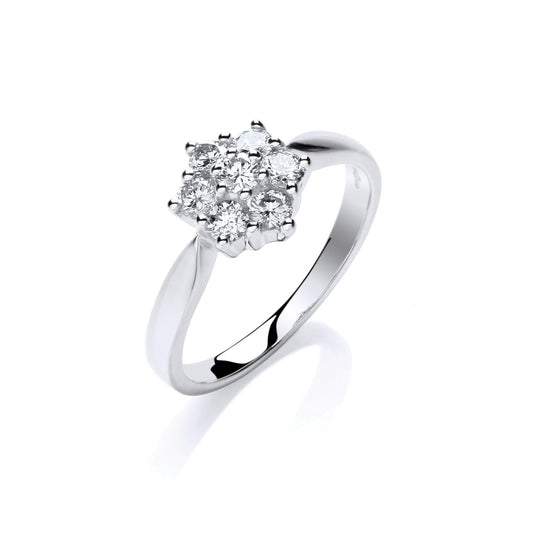 9ct White Gold 0.50ct White Diamond Flower / Cluster Ring