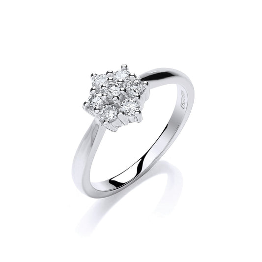 9ct White Gold 0.33ct Diamond 7St Cluster Ring