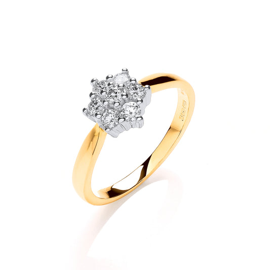 9ct Gold 0.33ct White Diamond 7St Cluster Ring