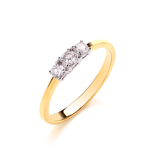 18ct Gold 0.33ct White Diamond Trilogy Ring