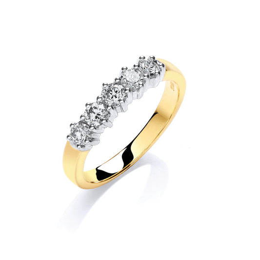 18ct Gold 0.50ct White 5 Stone Diamond Eternity Ring