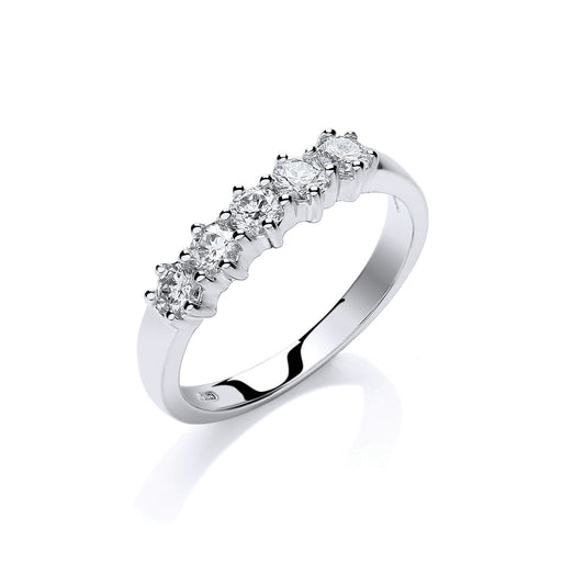 18ct White Gold 0.50ct 5 Stone Diamond Eternity Ring