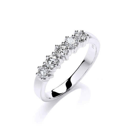 9ct White Gold 0.50ct 5 Stone Diamond Eternity Ring