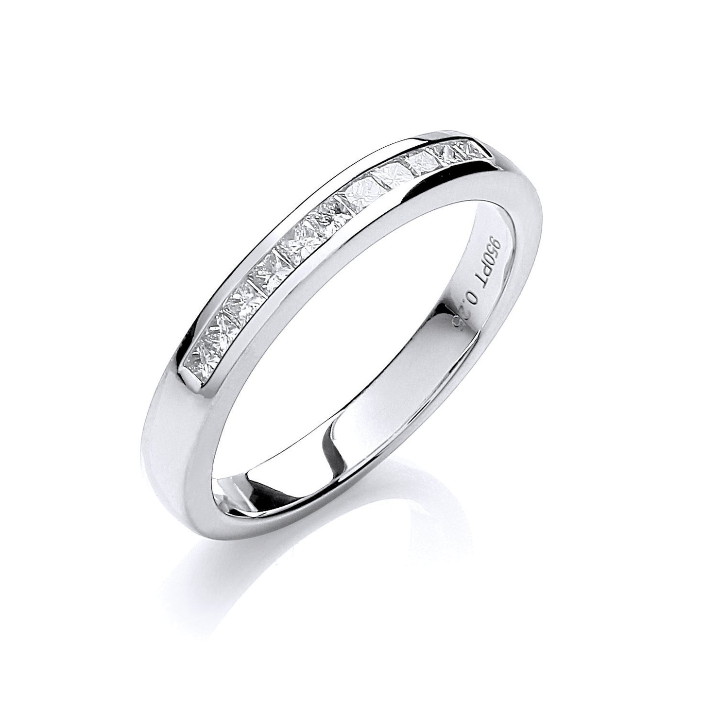 18ct White Gold 0.25ct White Princess cut G/H-Si Diamond Half Eternity Ring