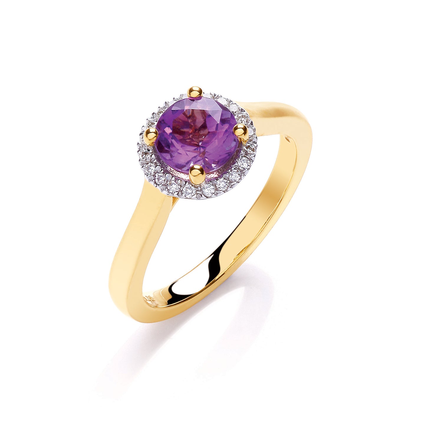 9ct Gold 0.08ct Diamond 0.75-1.00ct Amethyst Ring