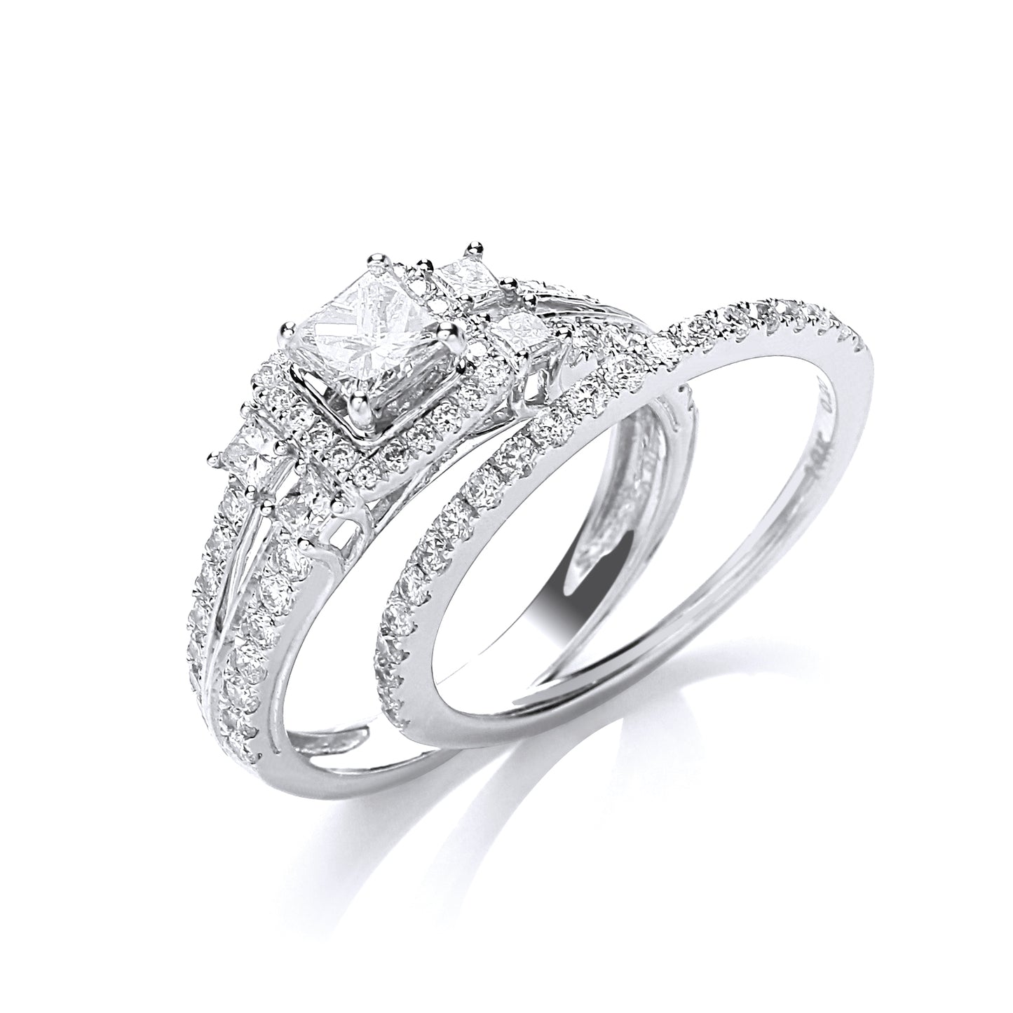 18ct White Gold 1.00ct Diamond Bridal Set Ring