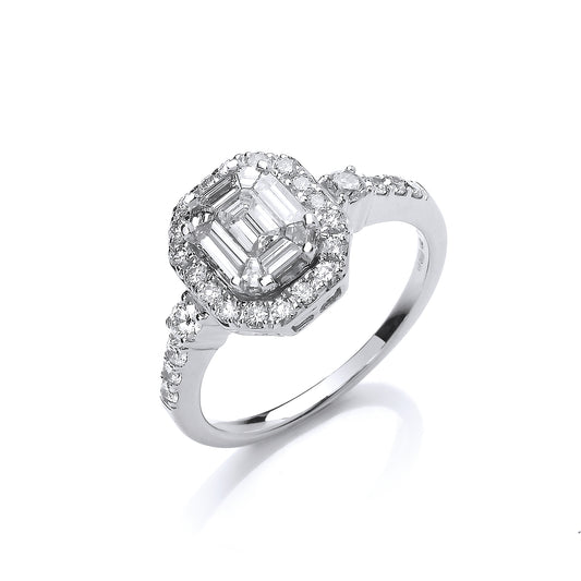 18ct White Gold 1.00ct G-VS Fancy Dress Ring