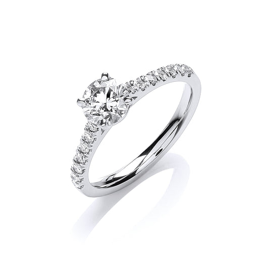 18ct White Gold 0.90ct White Certificated Engagement Ring