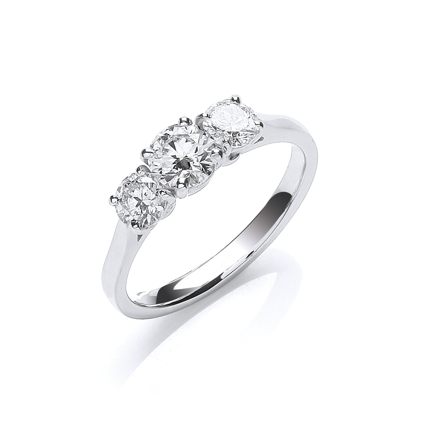 18ct White Gold 1.00ct Certificated Trilogy Engagement Ring