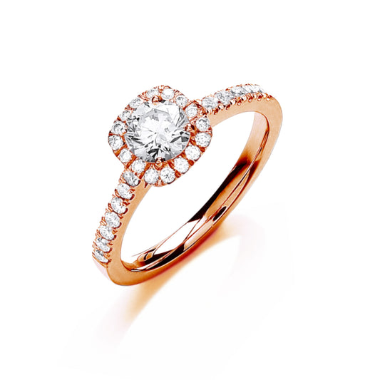 18ct Rose Gold 0.80ct White Certificated Engagement Ring