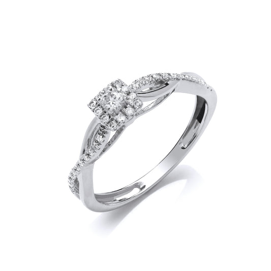 9ct White Gold 0.20ct Diamond Solltaire Style Ring