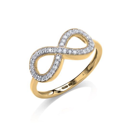 9ct Gold 0.20ct Diamond Infinity Dress Style Ring