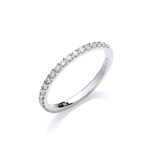 9ct White Gold 0.27ct 50% Set Diamond Half ET Ring