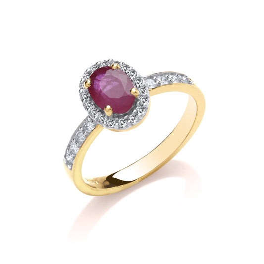 9ct 0.30ct Diamond & Oval Ruby Gold Ring