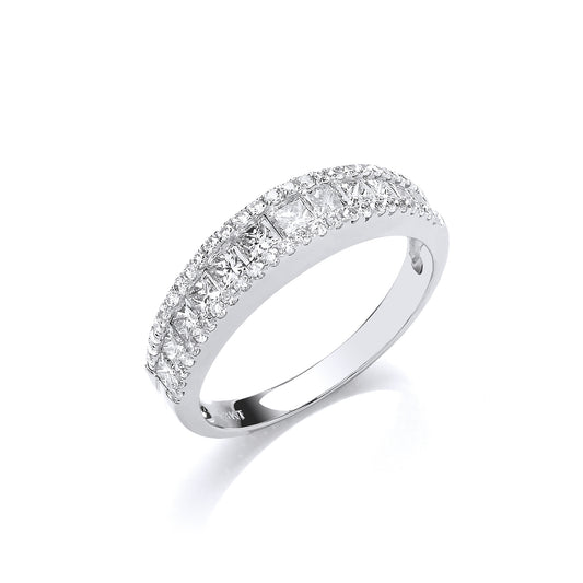 18ct WG 1.00ct Princess & Brilliant Cut Diamond ET Ring