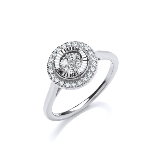 9ct WG 0.25ct White Diamond Cluster Ring with D/C Bezel