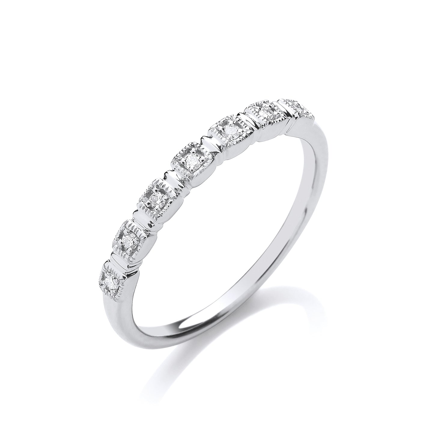 9ct White Gold Half Eternity 0.05ct White Diamond Ring