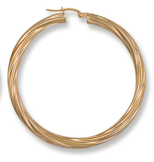 Gold 47mm Twisted Hoop Earrings