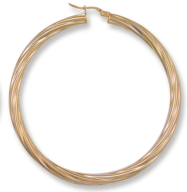 Gold 57mm Twisted Hoop Earrings