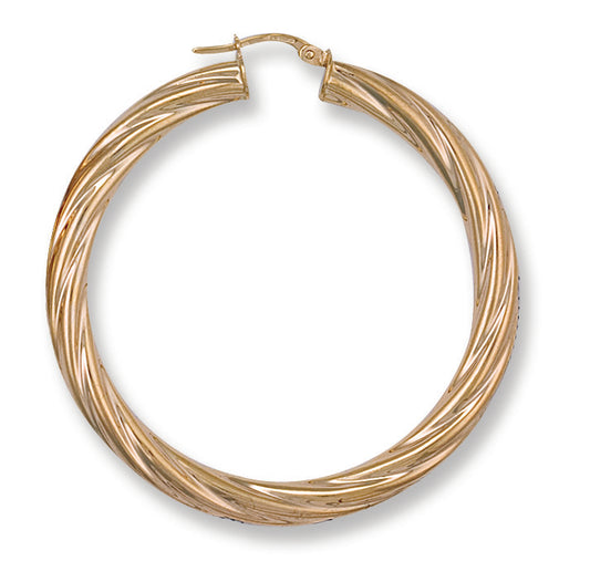 Gold 49mm Twisted Hoop Earrings