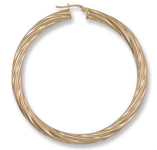 Gold 59mm Twisted Hoop Earrings