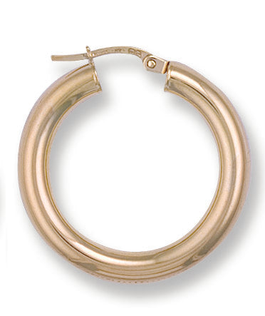 Gold 28mm Round Tube Hoop Earrings