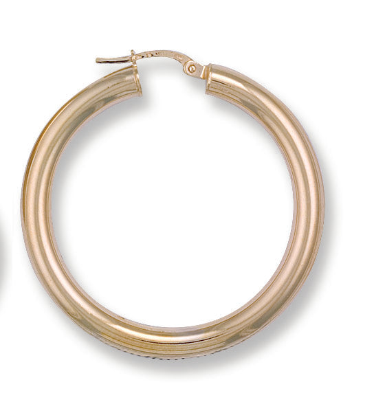 Gold 38mm Round Tube Hoop Earrings