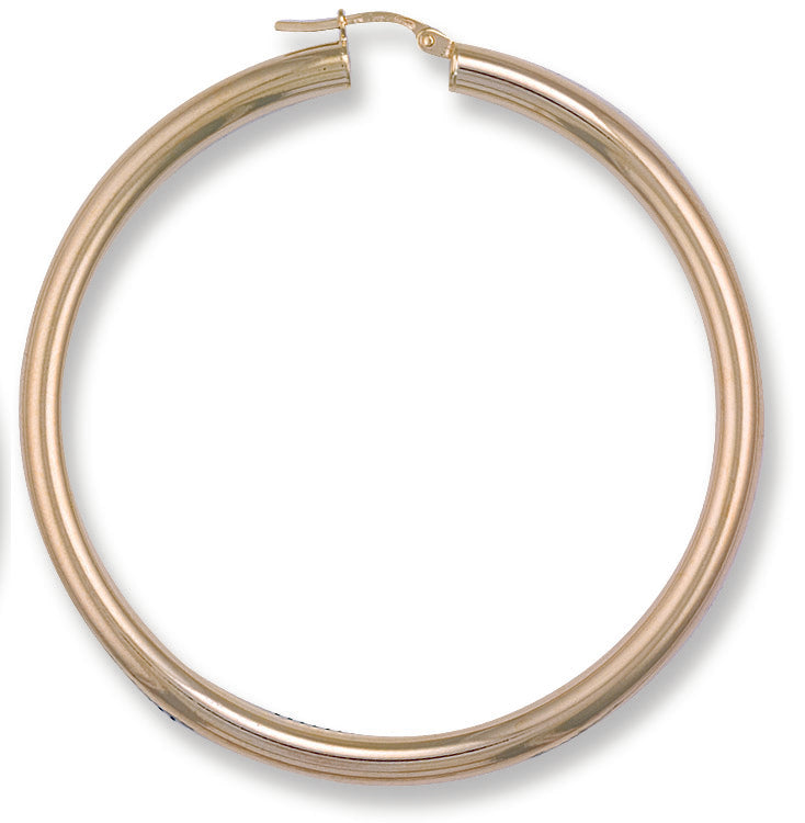 Gold 58mm Round Tube Hoop Earrings