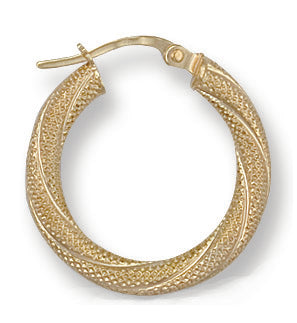 Gold 20.7mm Frosted Twisted Hoop Earrings